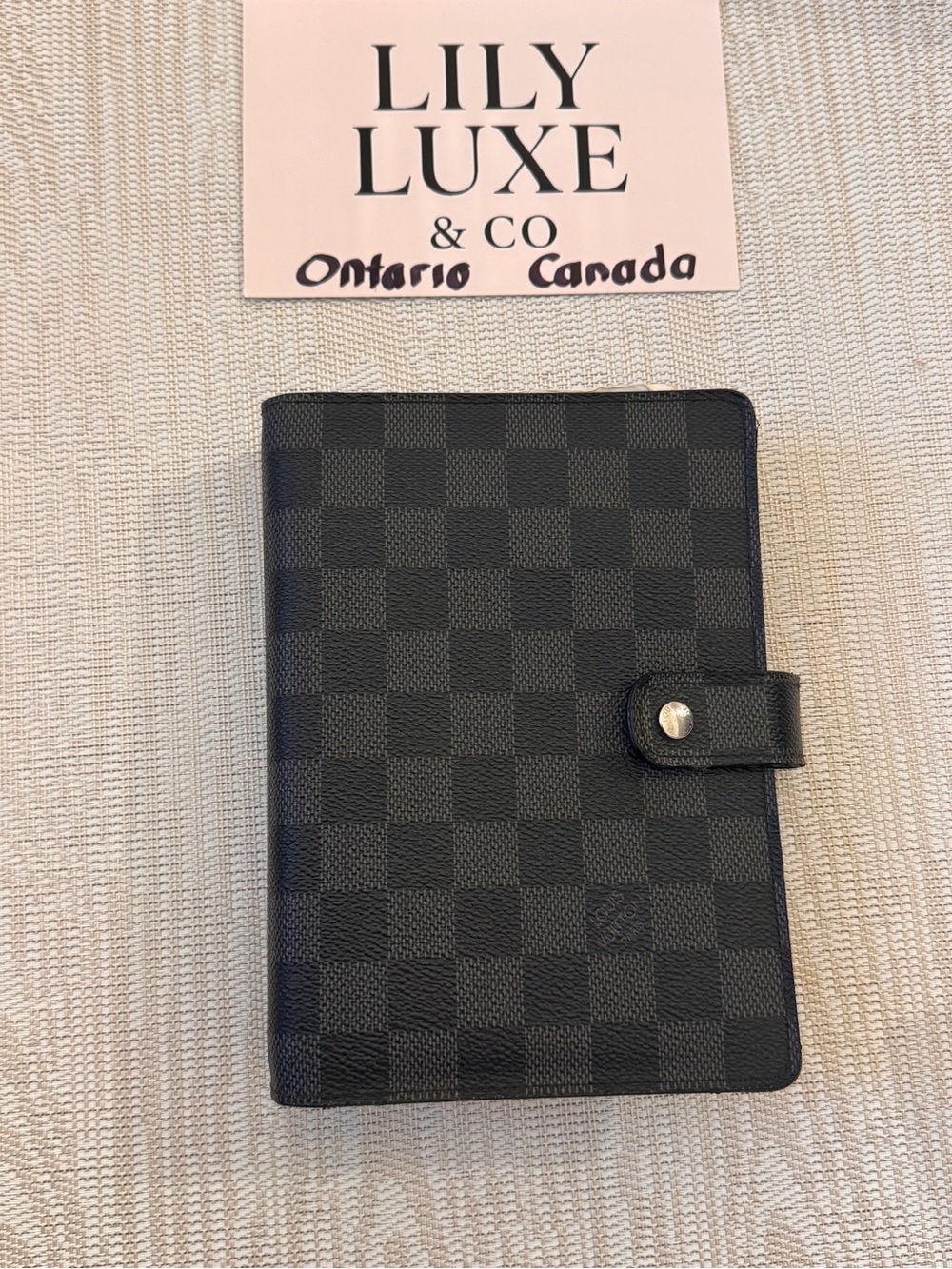 Louis Vuitton Black Damier Ebene MM size Notebook Agenda